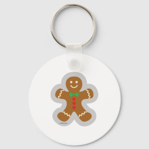 Gingerbread Man Making The Angel In The Snow Key Ring