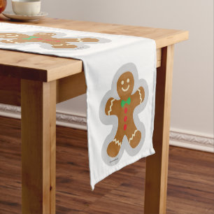 Gingerbread Man Making The Angel In The Snow Medium Table Runner