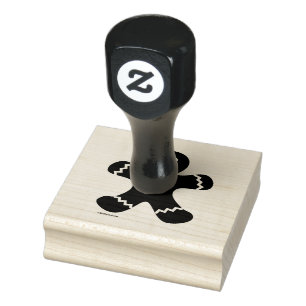Gingerbread Man Making The Angel In The Snow Rubber Stamp