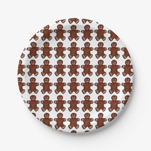 Gingerbread Man Men Cookie Christmas Holiday Party Paper Plate (Front)