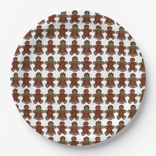 Gingerbread Man Men Lady Christmas Cookie Holiday  Paper Plate
