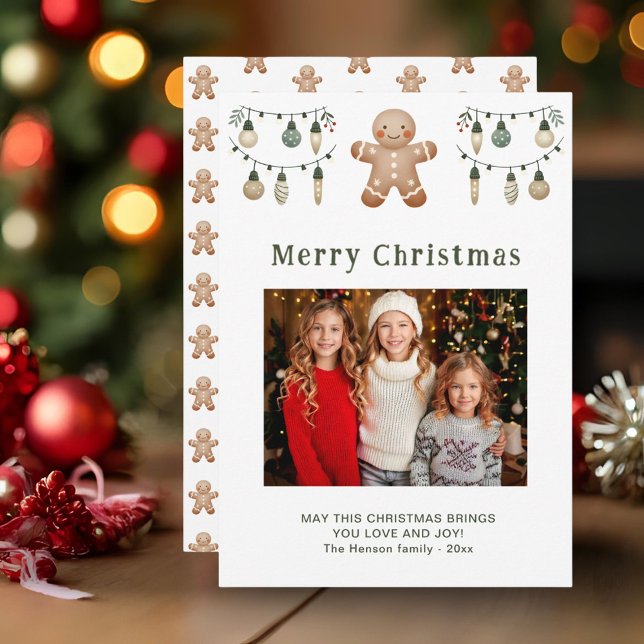 Gingerbread Man Merry Christmas Family Photo   Holiday Card (Creator Uploaded)