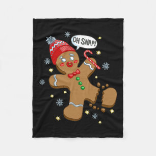 Gingerbread Man Oh Snap Christmas  Fleece Blanket