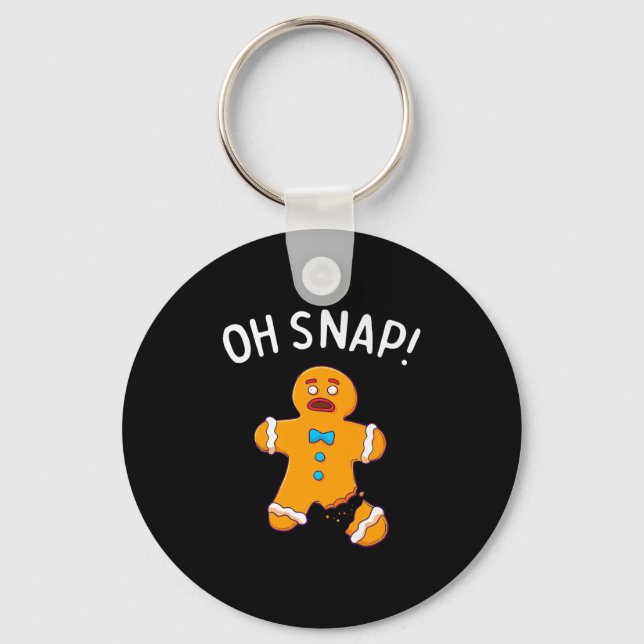 Gingerbread Man Oh Snap Christmas Funny Cookie Bak Key Ring (Front)