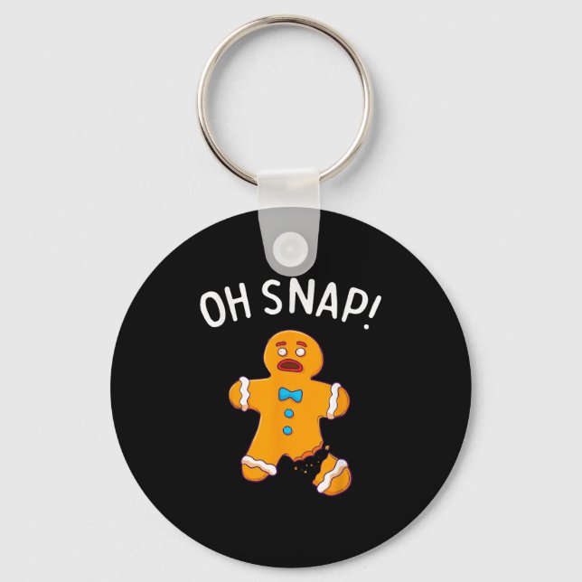 Gingerbread Man Oh Snap Christmas Funny Cookie Bak Key Ring (Front)
