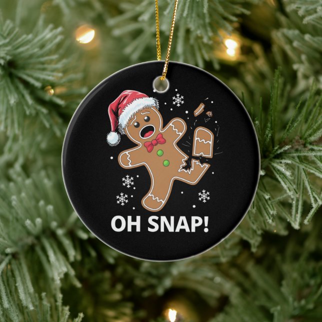 Gingerbread Man Oh Snap Christmas Funny Cookie  Ceramic Ornament (Tree)