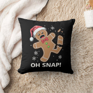 Gingerbread Man Oh Snap Christmas Funny Cookie  Cushion