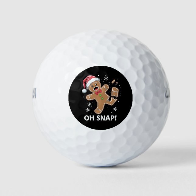 Gingerbread Man Oh Snap Christmas Funny Cookie  Golf Balls (Front)