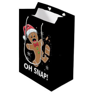 Gingerbread Man Oh Snap Christmas Funny Cookie  Medium Gift Bag