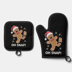 Gingerbread Man Oh Snap Christmas Funny Cookie  Oven Mitt & Pot Holder Set