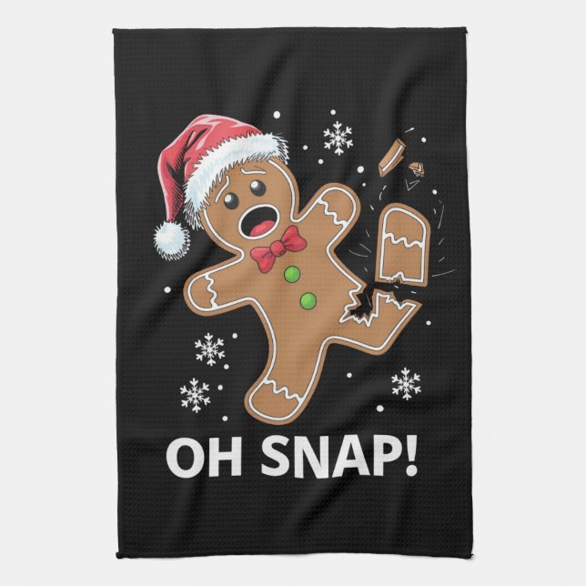 Gingerbread Man Oh Snap Christmas Funny Cookie  Tea Towel (Vertical)