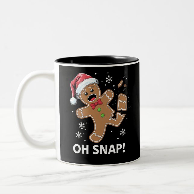Gingerbread Man Oh Snap Christmas Funny Cookie  Two-Tone Coffee Mug (Left)