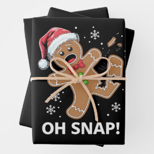 Gingerbread Man Oh Snap Christmas Funny Cookie  Wrapping Paper Sheet