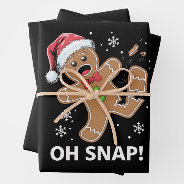 Gingerbread Man Oh Snap Christmas Funny Cookie  Wrapping Paper Sheet (In situ)