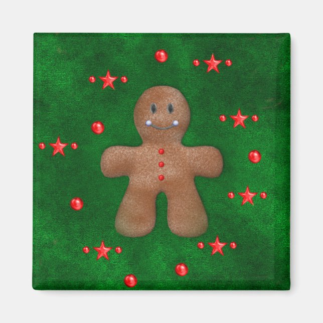 Gingerbread Man on Green Magnet (Front)