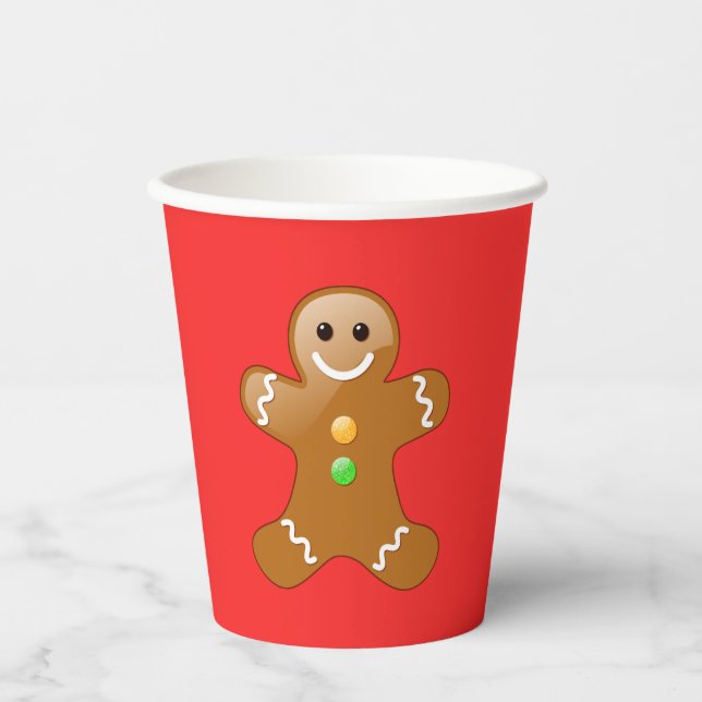 Gingerbread Man on Red Paper Cup (Front)