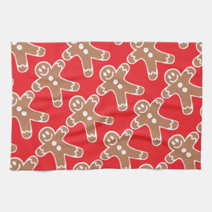 Gingerbread Man on Red Tea Towel
