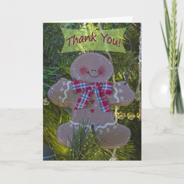 Gingerbread Man Ornament Thank You Card (Front)