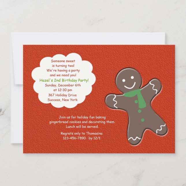 Gingerbread Man Party Invitation (Front)