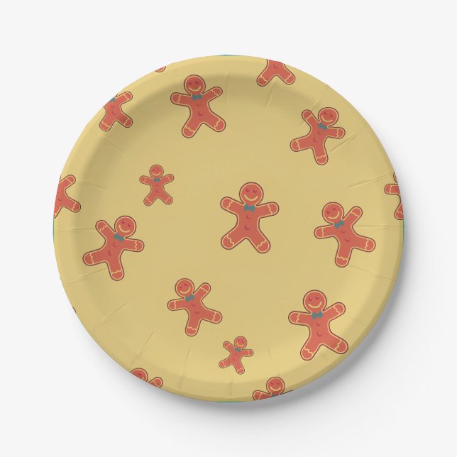 Gingerbread Man Pattern Paper Plate (Front)