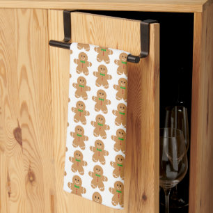 Gingerbread Man Pattern Tea Towel