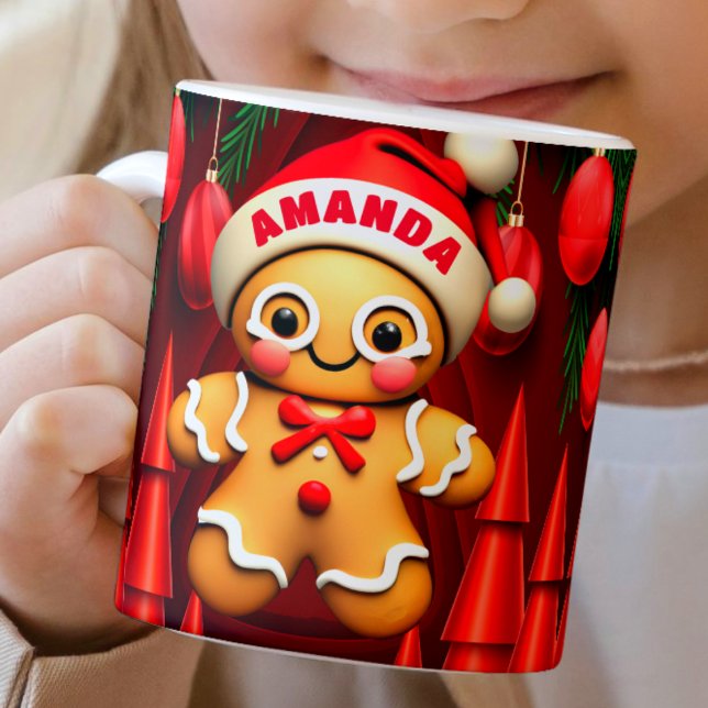 Gingerbread Man Personalised Kids Hot Chocolate Coffee Mug (Creator Uploaded)