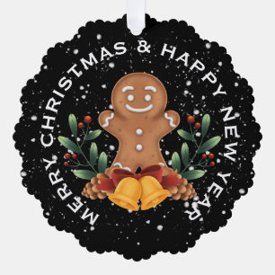 GINGERBREAD MAN , PERSONALIZED CHRISTMAS TREE DECORATION CARD