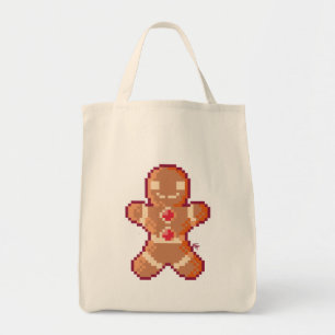 gingerbread man pixel art, Pixel Art, Christmas Tote Bag