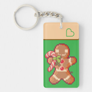 GingerBread man, pixel art, Pixel Art Key Ring