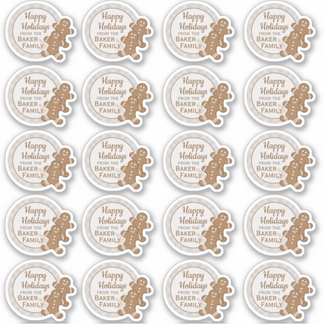 Gingerbread Man Plaid Christmas Holiday Cookie  (Front)