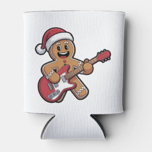 Gingerbread Man Play Guitar Electric Christmas Can Cooler