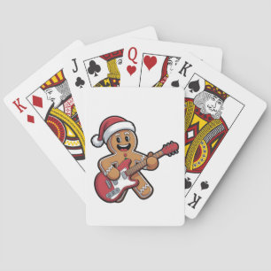 Gingerbread Man Play Guitar Electric Christmas Playing Cards