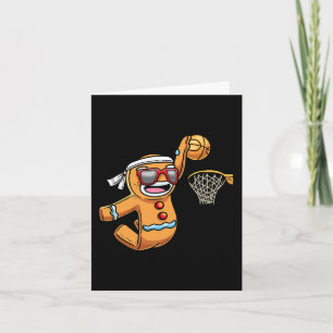 Gingerbread Man Playing Basketball Christmas Xmas Card