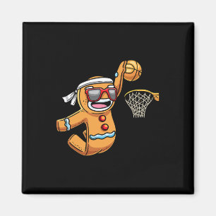 Gingerbread Man Playing Basketball Christmas Xmas  Magnet