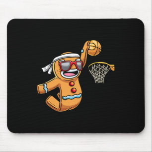 Gingerbread Man Playing Basketball Christmas Xmas Mouse Pad