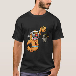 Gingerbread Man Playing Basketball Christmas Xmas T-Shirt