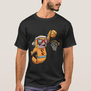 Gingerbread Man Playing Basketball Christmas Xmas  T-Shirt