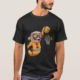 Gingerbread Man Playing Basketball Christmas Xmas T-Shirt