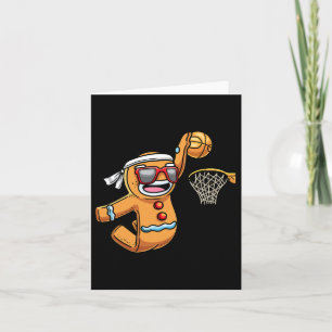 Gingerbread Man Playing Bysketbyll Christmas Xmas Card