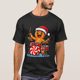 Gingerbread Man Playing Drums T-Shirt