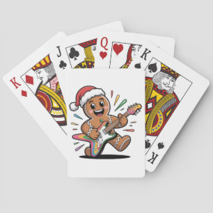 Gingerbread Man Playing Guitar Electric Santa Cards