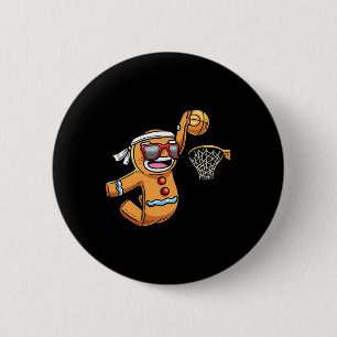 Gingerbread Man Playing Sketll Christmas Xmas Kids 6 Cm Round Badge