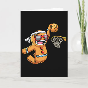 Gingerbread Man Playing Sketll Christmas Xmas Kids Card