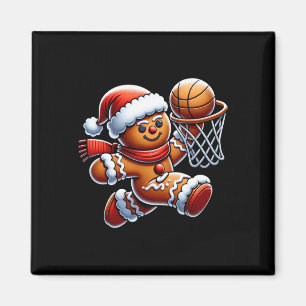 Gingerbread Man Playing Sketll Christmas Xmas Kids Magnet