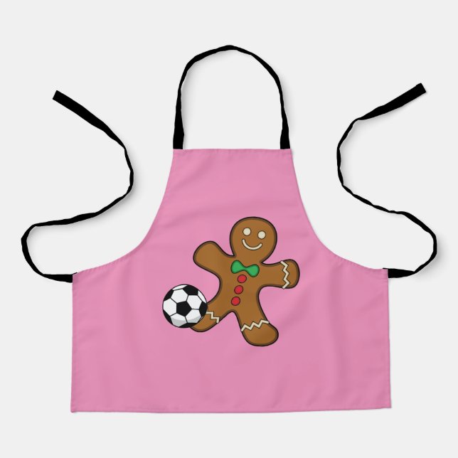 Gingerbread Man Playing Soccer Apron (Front)