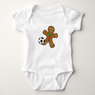 Gingerbread Man Playing Soccer Baby Bodysuit