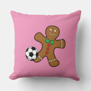 Gingerbread Man Playing Soccer Cushion