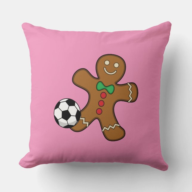 Gingerbread Man Playing Soccer Cushion (Front)