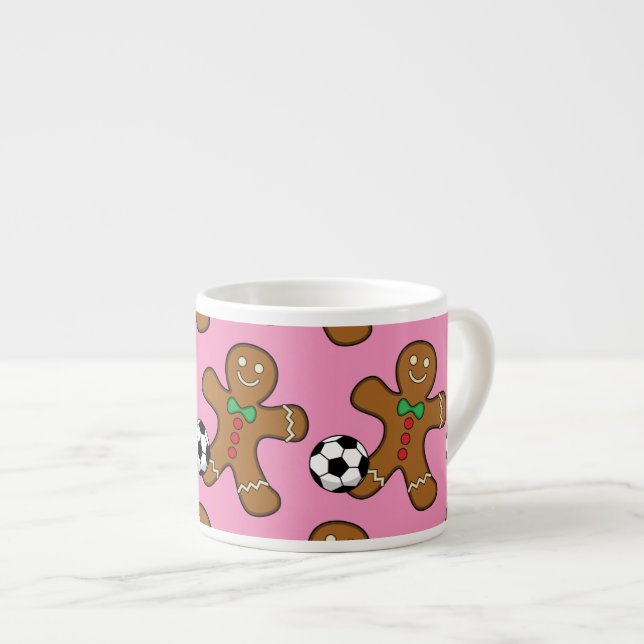 Gingerbread Man Playing Soccer Espresso Cup (Front Right)