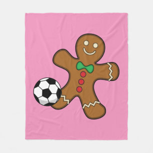 Gingerbread Man Playing Soccer Fleece Blanket